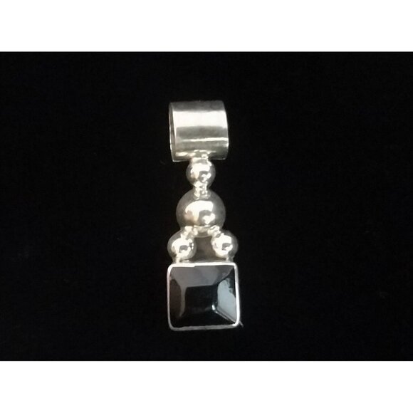 Last One! Artisan ONYX square 925 sterling silver Pendant 23 x 7 mm 1.2g… - Picture 1 of 6